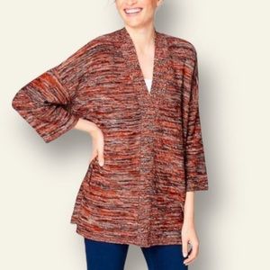J. Jill  Pure Women’s Space Dyed V Neck Kimono 3/4 Sleeve Sweater - Large